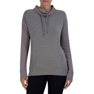 Gaiam Women's Small Flint Grey Long Sleeve Waverly Rib Cowl Neck Pullover NWT